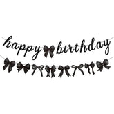 Black Bow Happy Birthday Banner for Coquette Parties & Baby Showers