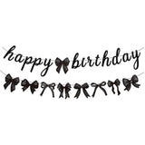 Black Bow Happy Birthday Banner for Coquette Parties & Baby Showers