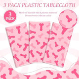 3Pcs Pink Bachelorette Plastic Tablecloth, Naughty Bridal Shower Party Disposable Table Cover Pink Bride To Be Table Cloth Bride To Be Engagement Party Decorations 108 X 54 Inch