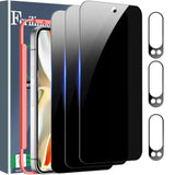 3-Pack Privacy Screen & 3-Pack Camera Lens Protector for Google Pixel 9/9 Pro, Case Friendly, Auto-Dusting
