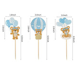 Hot Air Balloon Pilot Bear Cupcake Cake Toppers Aviator Fly Baby Showe