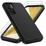 For Samsung Galaxy S22 Case,Galaxy S22 Case With 2Pcs Hd Screen Protector,14 Ft Drop Protection Military Grade 3 In 1 Shockproof/Dustproof/Drop Proof Military Grade Protective Cover For S22 6.1 Black