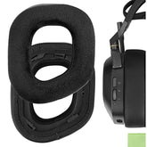 Geekria Comfort Hybrid Velour Replacement Ear Pads for Corsair HS80 Max/ HS80 USB Wired/ HS80 RGB Wireless Gaming Headphones Ear Cushions, Repair Parts (Black)