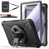 For Samsung Galaxy Tab A9+ / A9 Plus 11'' 2023 (Smx210/X216/X218), Shockproof Hard Duty Case With Screen Protector+360 Rotating Hand Strap&Stand+Shoulder Strap For Tab A9+ Tablet, Black