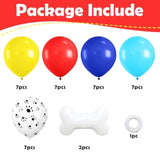 Paw Balloons, Red Yellow Blue Animal Paw Print Latex Balloons With Bone Foil Balloon For Kids Boy Girl Cartoon Theme Birthday Party Graduation Baby Shower Decorations
