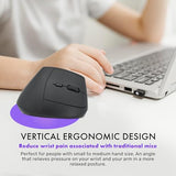 Wireless Mouse, Vertical Ergonomic Mouse With 2.4G Wireless & Bluetooth For 3 Multi-Device Function, Adjustable Dpi Modes, Compatible With Pc, Mac, Laptop - Black
