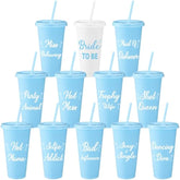 12 Pcs Bachelorette Cups For Party 24 Oz Bridesmaid Cups With Lids And Straws Funny Bachelorette Party Supplies Bride To Be Tumbler Wedding Bachelorette Bag Fillers (Blue)