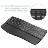 Universal Wave Ergonomic Keyboard With Palm Rest Multi-Device Full Size Wirele