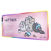Erik Official Pusheen Xxl Rgb Gaming Mouse Mat | Led Mouse Mat | 900X400X4 Mm Non-Slip Rubber Base Mouse Pad Rgb, Rgb Gaming Mouse Pad, Keyboard Mouse Mat | Pusheen Gifts | Kawaii Gaming
