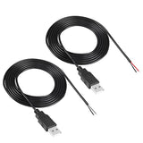 2Pcs Usb 2.0 Male Plug 2Pin Bare Wire,Usb Power Data Cable Diy Pigtail Cable F