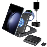 Miimall Foldable 3 In 1 Wireless Charger Fast Charging For Samsung Galaxy Z Fold & Flip 6/5/4/3/2,Galaxy S24+/S23+/S22, Portable Wireless Charging Station For Samsung Phone/Watch/Buds/Iphone Series