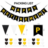Happy Retirement Banner Black and Gold Retirement Party Decorations for Men Women Goodbye Office Farewell Going Away Party Decor Supplies