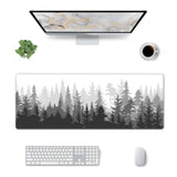 Black And White Gaming Mouse Pad Xl Misty Forest Large Desk Mat Non Slip Rubber Extra Mousepad With Stitched Edges Long Extended Keyboard Pads For Computer Laptop Office Home 31.5'' X 11.8''
