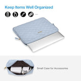 MOSISO Laptop Sleeve Compatible with MacBook Air 13 inch M3 M2 M1 2025-2018 / Pro 13 inch M2 M1 / Surface Pro 9/8/7/6/X/5/4/3/2/1, Waterproof Rhombus PU Leather Padded Bag with Small Case, Baby Blue