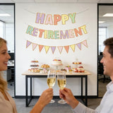 Pastel Rainbow Retirement Banner Decorations for Women