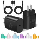 2-Pack 25W Type C Fast Charger with 6FT Cable for Galaxy S24/S23 & iPhone 15