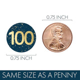 100Th Birthday Party Favor Stickers – 180 Navy Blue And Gold Foil Labels For Chocolate Kisses – Candy Decorations For 100Th Birthday Celebration