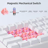 X Boyi 66Pro Magnetic Switch Rapid Trigger Rgb Gaming Keyboard,60% Hall Effect Adjustable Actuation Gasket-Mounted Hot Swap Wired Mechanical Keyboard With Knob For Pc/Mac Gamer (White)