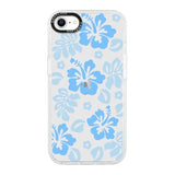 Clear Hibiscus Flower Case For Iphone 7/8 / Se 2020 / Se 2022 4.7", Cute Preppy Floral Pattern Aesthetic Design Soft Anti-Yellow Protective Shockproof Tpu Phone Cover For Women Girls - Blue