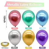 100-Pack 12" Metallic Chrome Balloons – Colorful Latex Party Balloons for Birthdays & Weddings
