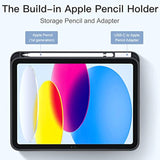 Compatible With (A16) 11Th Generation Case 11 Inch 2025, For 10Th Generation Case 10.9 Inch 2022 With Pencil Holder, Slim Trifold Stand Protective Cover With Soft Tpu Back, Black