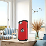 For Se 2020 Case With Screen Protector,Case For Se 2022, Sturdy 3 In 1 Shock Absorption Slim Fit Heavy Duty Hard Pc Cover Soft Silicone Bumper Full Body Cover,Red