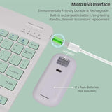 Wireless Keyboard And Mouse Bluetooth Rechargeable Wireless Mouse Keyboard Set Ultra-Slim Portable Compact Keyboard And Mouse Combo For Computer/Pc/Windows/Win7/8/10/Mac/Ipad/Ios/Phone/Android (Green)