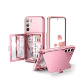 Samsung Galaxy S22 Case Wallet Case With Credit Card Holder & Hidden Mirror, All-Round Protection Shockproof Phone Cover Designed For Samsung Galaxy S22 5G, 6.1 Inch Rose Gold