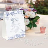 Put A Ring On It Game(50 Rings With One Sign), Don'T Say Wedding Or Bride Game, Fun Bridal Shower Game, Bridal Shower Decorations Blue Floral-Jzds05