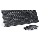 seenda Bluetooth Keyboard and Mouse for Mac, SKM64-2 Multi-Device Rechargeable Slim Wireless Keyboard Mouse Stainless Steel Full Size, Compatible with MacBook Pro/Air, iPad, Mac - Space Gray