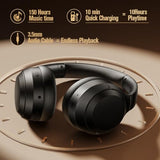 Active Noise Cancelling Headphones, Wireless Over-Ear Bluetooth, 160H Long ANC Playtime, Hi-Res Audio, Big Bass, Customize via an App, Transparency