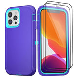 Purple and Blue Heavy Duty Military Grade iPhone 11 Pro Case with 2 Tempered Glass Screen Protectors