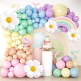182Pcs Pastel Balloon Garland Kit Daisy Balloon Garland Arch Kit Pastel Balloon Arch With 260 Balloons And Flower Balloons For Birthday Wedding Party