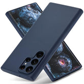 Compatible With Samsung Galaxy S22 Ultra Case Liquid Silicone, Skin Touch Gel Rubber Case With Soft Microfiber Lining, Cute Slim Full Camera Protection Cover, Dark Blue