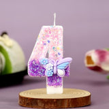 Birthday Number Candles Pink And Purple Butterfly Birthday Candles For Cake Glitter Number 4 Candle Cake Topper With Sequins For Girls And Women Anniversary Celebrations Supplies