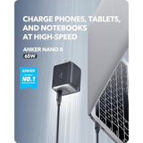 Anker Nano USB C Charger,65W GaN II PPS Fast Compact Foldable Charger for MacBook Pro, Galaxy, Dell, iPhone 15, iPad Pro, and More