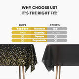 12-Pack Black Gold Disposable Tablecloths 54x108 Inch Waterproof Party Decor