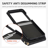 Compatible For Motorola Razr 2024 Case With Card Holder,Wallet Phone Cover For Moto Razr 2024 Leather Wristlet Finger Loop Case With Detachable Strap For Moto Razr 50 Black