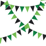 3 Pack Black Green Party Decorations Green Glitter Pennant Banner Paper Triangle Flags Bunting Hanging Decoration For Video Game Soccer Birthday Graduations Halloween Party Supplies