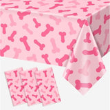 3Pcs Pink Bachelorette Plastic Tablecloth, Naughty Bridal Shower Party Disposable Table Cover Pink Bride To Be Table Cloth Bride To Be Engagement Party Decorations 108 X 54 Inch
