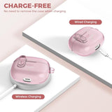 Clear TPU Protective Case with Carabiner for JBL Vibe Beam 2 Charging Case - Compatible with JBL Vibe Beam 2/Beam/Vibe 200TWS - Pink