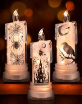 Crystal-Look Halloween LED Flameless Candles, 3 Pack