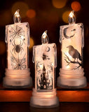 Crystal-Look Halloween LED Flameless Candles, 3 Pack