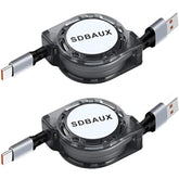 Car Carplay Cable For Iphone 16 15 Pro Max Plus Cable, Retractable Usb A To Type C Charger Cord Qc 3.0 Fast Charging Data Sync Compatible With Galaxy S23 S22 S10 Note G6 G5 Ps5 And More (Grey-2Pack)