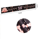 18th Birthday Decorations for Girls Rose Gold & Black Banner for 18 Year Old Party
