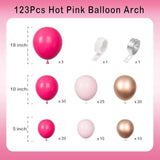 143Pcs Hot Pink Rose Gold Balloon Arch Kit for Gender Reveal, Baby Shower & More