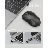 Wireless Mouse For Laptop, 2.4Ghz Ergonomic Computer Mouse With Back & Forward Buttons, 3 Adjustable Dpi Levels, 6 Buttons, Optical Usb Cordless Mice For Windows Pc (Ink Black, 1 Pack)
