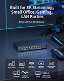 2.5Gb Switch, Unmanaged 8 Port Ethernet Switch 2.5 Gigabit Supports Static Link Aggregation & Vlan, Fanless, Desktop Wall Mount, Multi Gig Splitter For Gaming, Nas, Pc, Protection