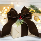 Brown Velvet Ribbon 2.5 Inch X 10 Yards For Christmas Home Decor Tree Topper Bow Gift Wrapping Diy Crafts Wreath Garland