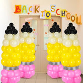 2 Set Back To School Pencil Balloons Large Pencil Colorful Latex Balloon Diy Stand Kit Yellow Black Silver Pink Apricot Balloon For Welcome First Day Of School Classroom Party Decor, 142 Pcs